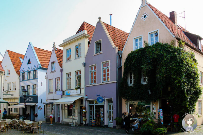 Wunderschöne, bunte Häuser in Schnoor, Bremen