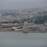 Blick auf das Denkmal der Entdeckungen in Belém, Lissabon