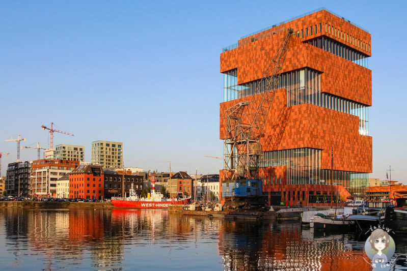 Das auffällige Gebäude des MAS, Museum aan de Strom in Antwerpen