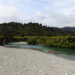 grünblauer Fluss an der West Coast, Neuseeland