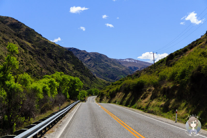 Fahrt entlang des Kawarau Gorge, Otago, Neuseeland