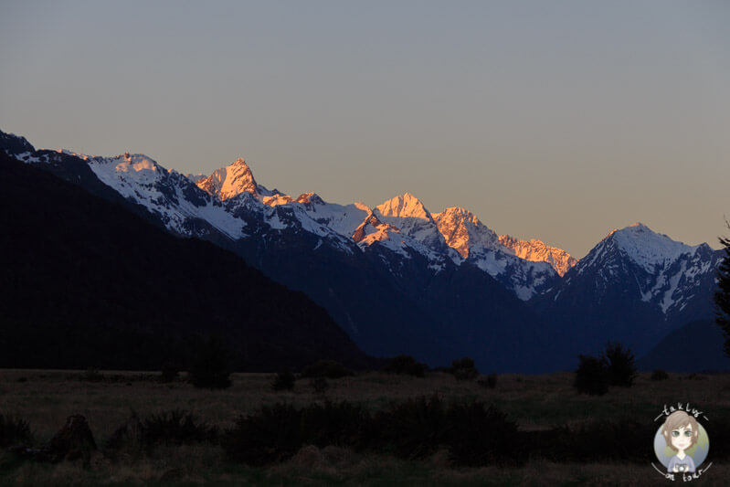 Sonnenuntergang über dem Milford Sound