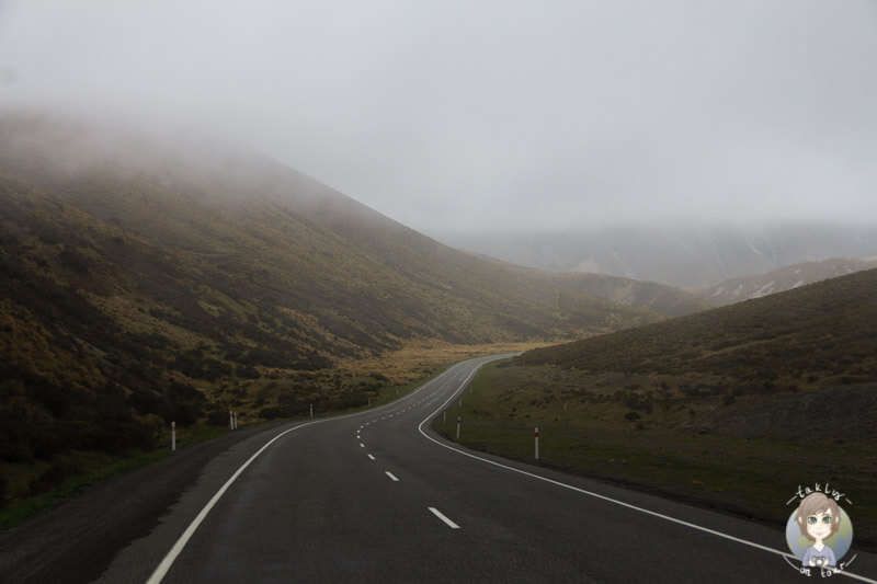 Fahrt Richtung Castle Hill, Neuseeland