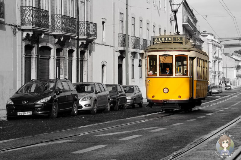 Die gelben Straßenbahnen sind typisch für Lissabon