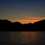 Der Sonnenuntergang über dem Howe Sound in Kanada