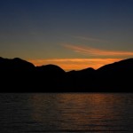 Der Sonnenuntergang über dem Howe Sound in Kanada