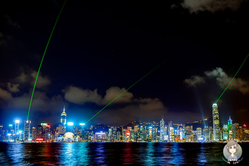 Die Lightshow 'Symphonie of Lights' in Hong Kong