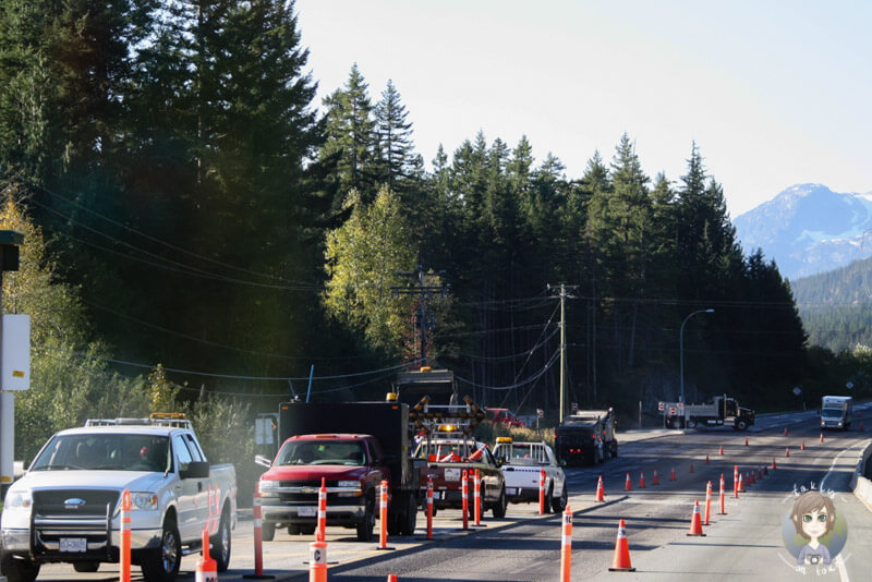 Bauarbeiten auf dem Sea to Sky Highway in der Offseason