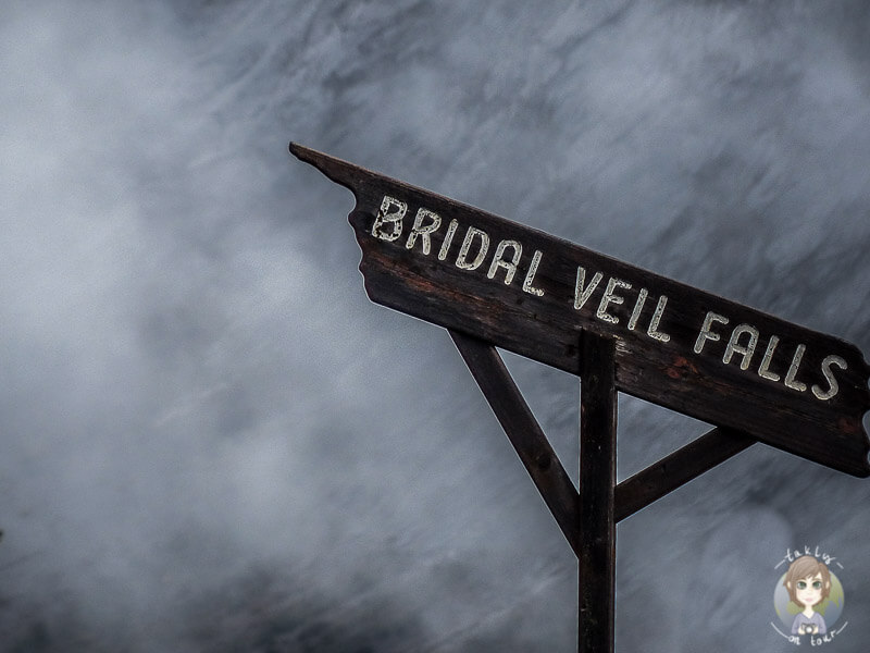 Schild der Bridal Veil Falls, Alberta, Kanada