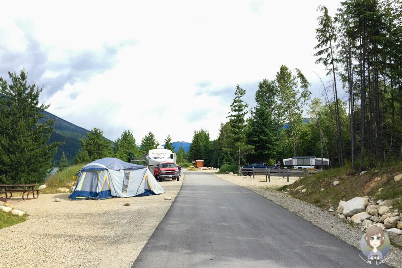 Camping im Martha Creek Provincial Park, am Lake Revelstoke