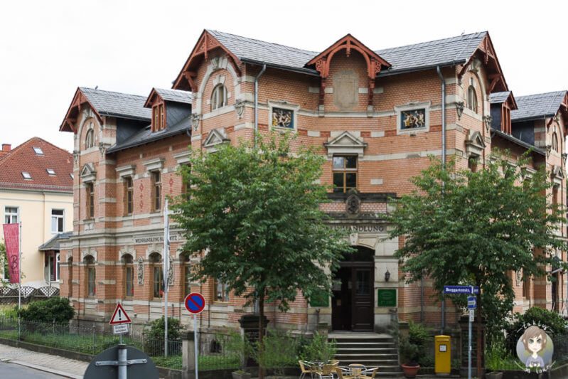 Tolles Haus am Elbufer von Dresden mit Baeumen vor der Tuer