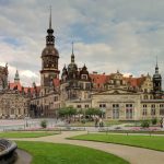Theaterplatz in Dresden am Abend