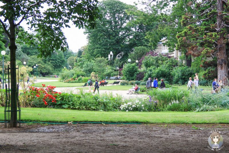 Blick in den Park Jardin de la Nouvelle France in Paris