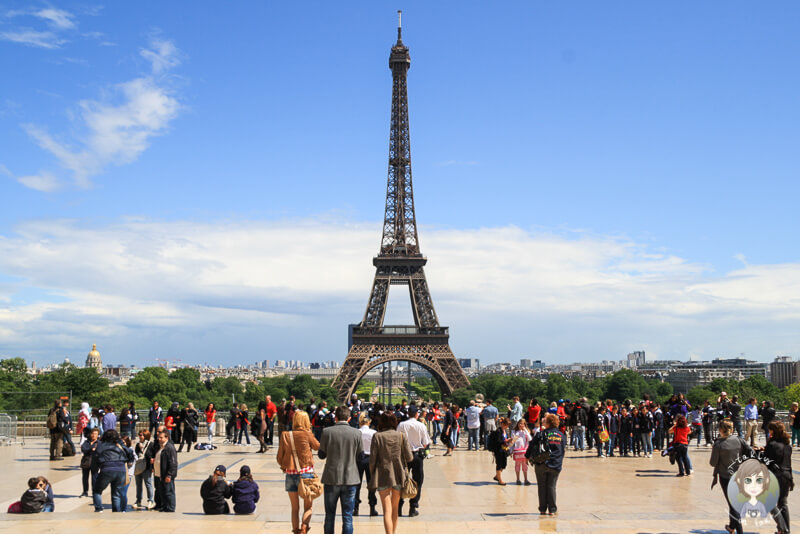 Postkartenperspektive vom Eiffelturm vom Place du Trocadero