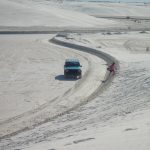 Parkplatz des Autos in White Sands Nahe Alamogordo