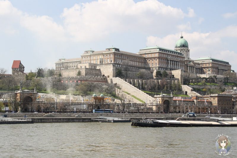 Blick auf den Burgpalast in Budapest von der Donau