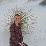 Vor einem Strauch im White Sands National Monument am Abend
