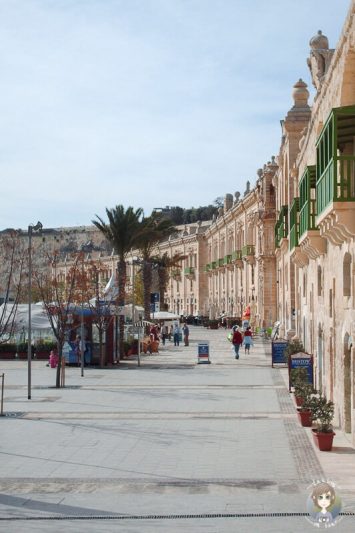 Blick auf die Gebäude am Hafen von Valletta