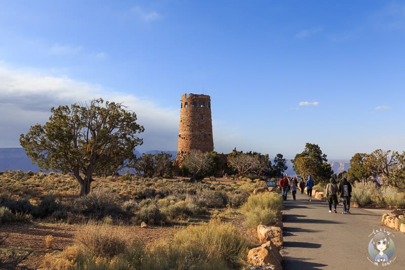 Der Desert View Watchtower am Osteingang vom Grand Canyon am South Rim