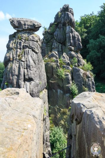 Blick auf den Wackelstein Teil der Externsteine im Teutoburger Wald