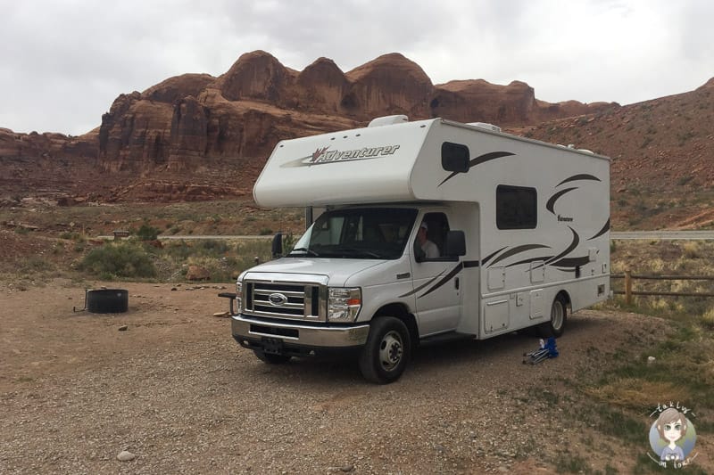 Unser Wohnmobil auf dem Gold Bar Campground bei Moab