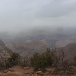Nebel am Aussichtspunkt Grand View am Grand Canyon