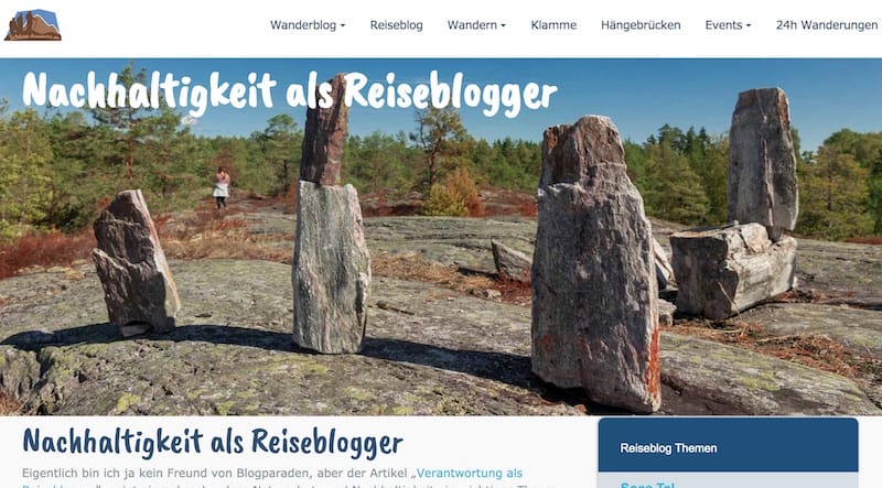 Screenshot von schoene Aussicht Thema Nachhaltigkeit als Reiseblogger