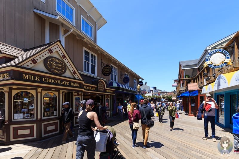 Spaziergang über die Fishermans Wharf mit Kinderwagen