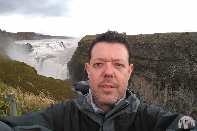 Selfie am Gullfoss Wasserfall am Golden Circle in Island