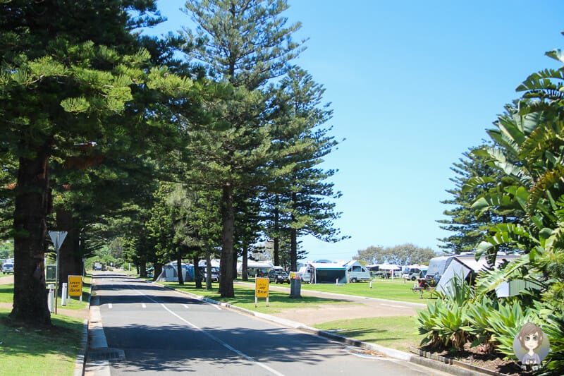 Strasse über den Campingplatz Sydney Lakeside Holiday Park