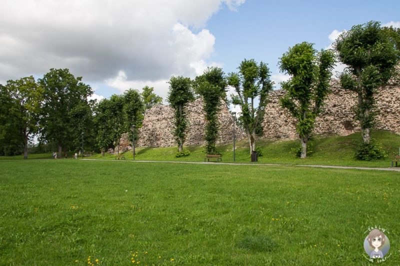 Im Baltikum mit Kind im grünen Schlosspark von Viljandi