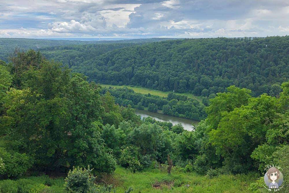 Aussicht auf das Altmühltal von der Ritterschänke Burg Randeck
