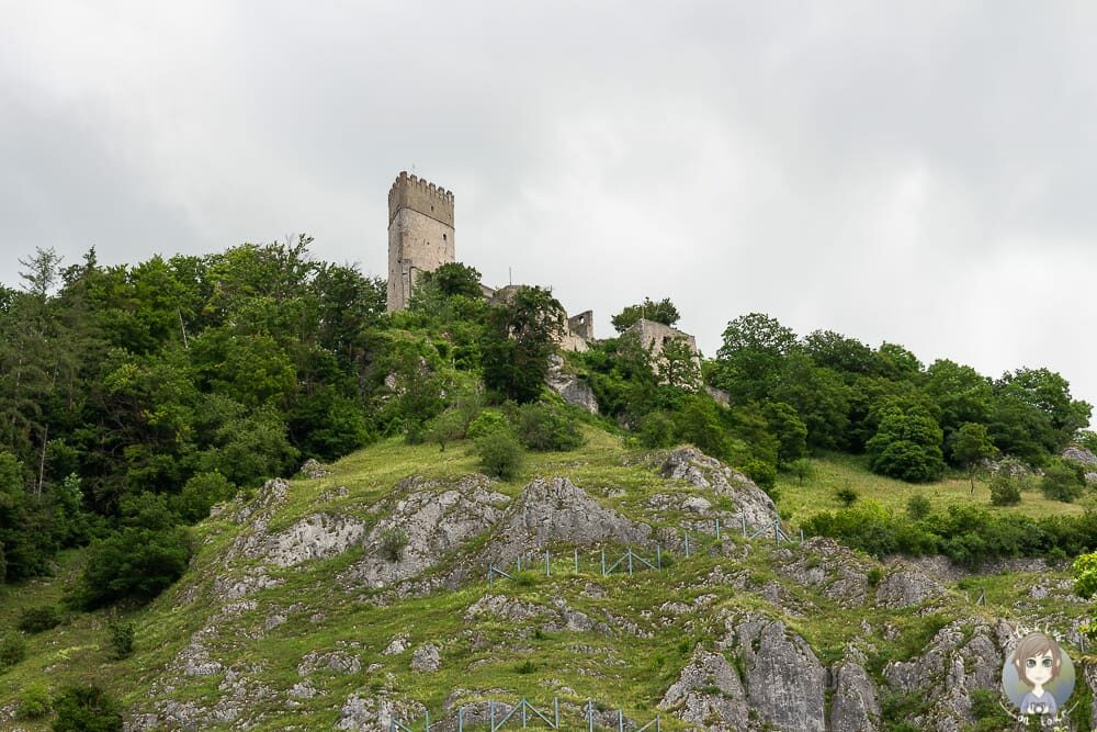 Die Burgruine Randeck von unten