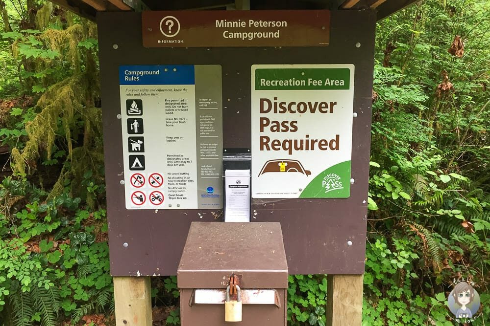 Self Registration Board auf der Minnie Peterson Recreation Area