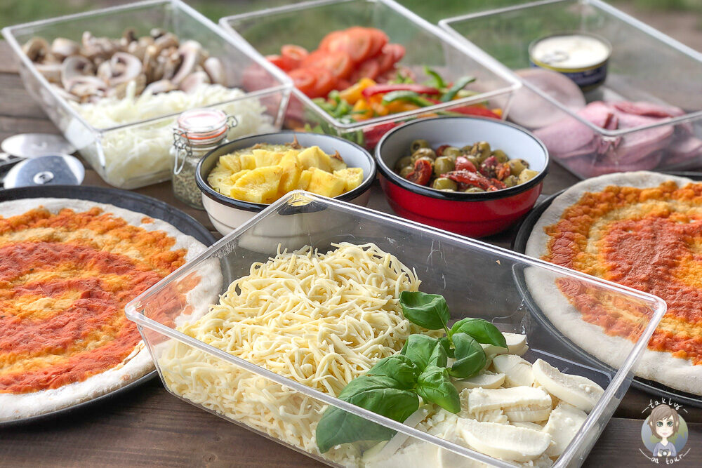 Zutaten für Pizza auf dem Bauernhof De Lange Weide